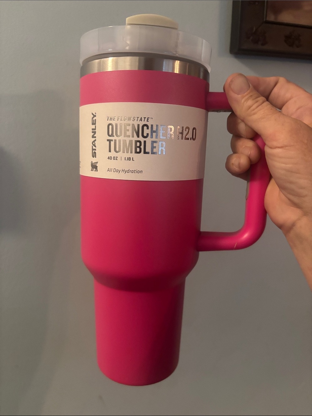 Stanley Quencher Tumbler in Bright Pink with Handle